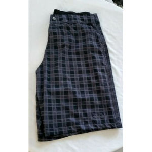 Panama Jack Mens Gray & Black Plaid Golf Shorts Flat Front Poly/Spandex Size 30
